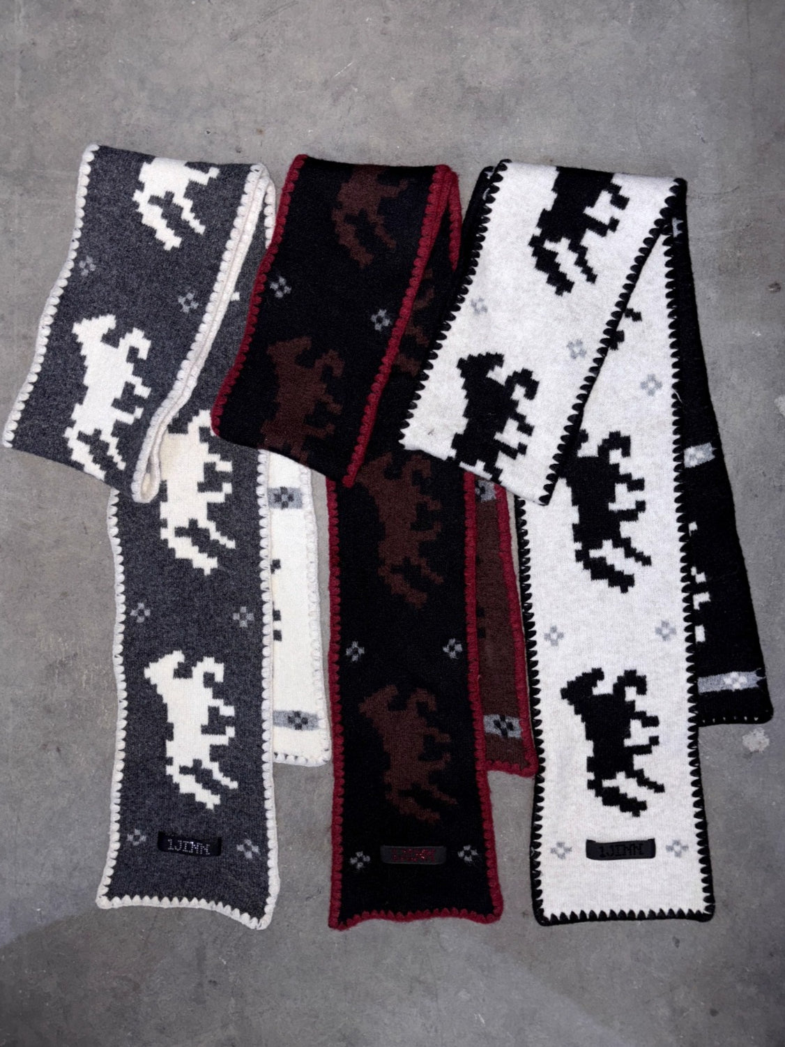 Fair Isle Pony Jacquard Knit Scarf
