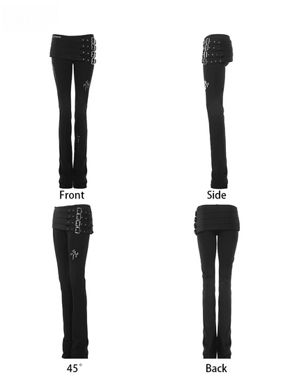 Layered Multi-Belt Slim Flare Pants