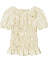 Three-Dimensional Flower Pleated Short-Sleeve Blouse - CHINASQUAD