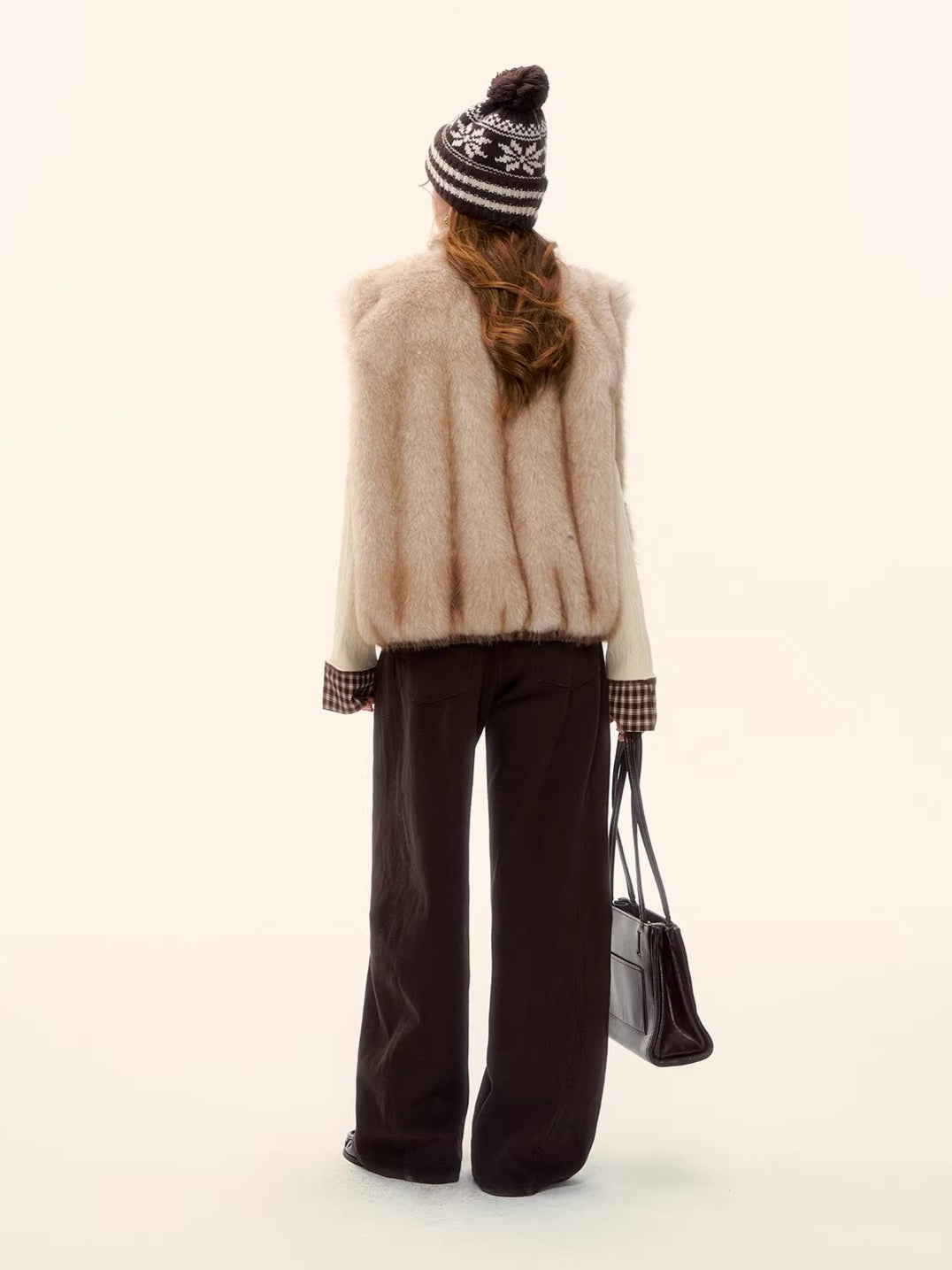 Vintage Reversible Wool-Blend Faux Fur Vest