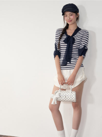 White Slim Fit Cuffed Casual Shorts