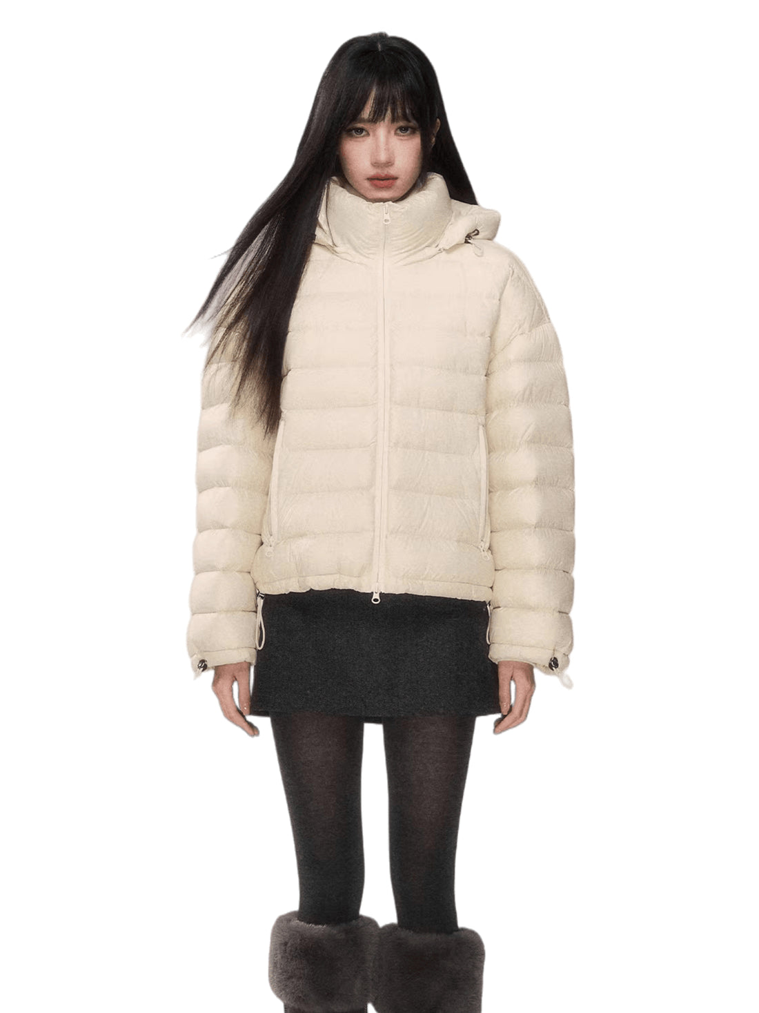 White Duck Down Hooded Puffer Jacket