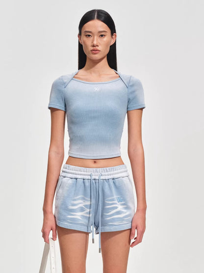 Washed Vintage Crop-Fit Crewneck T-Shirt