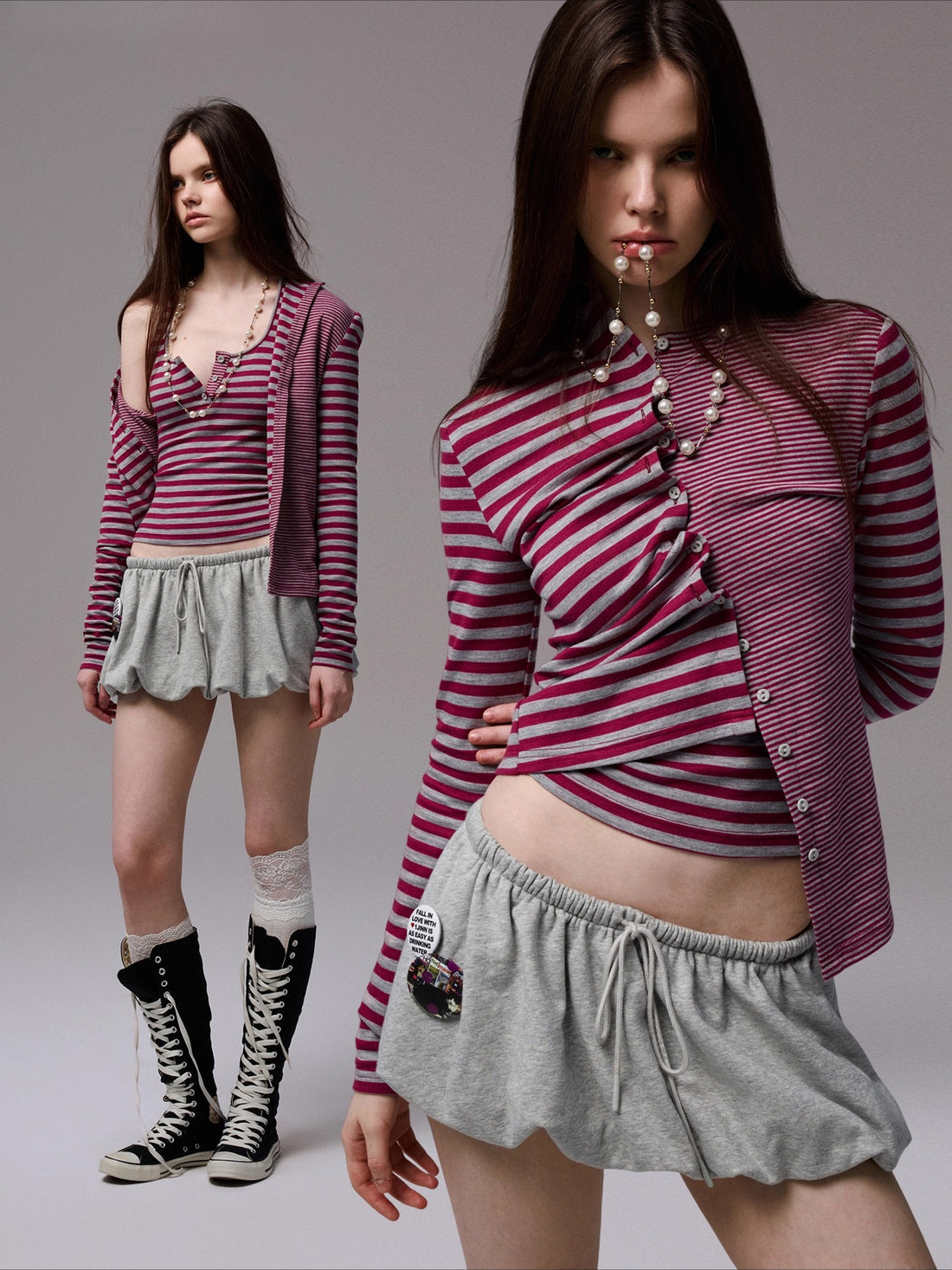 Reversible Striped Cardigan &amp; Pants Set