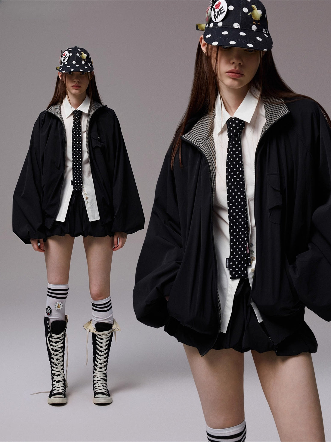 Check Panel Windbreaker Jackets &amp; Skirt Set - CHINASQUAD