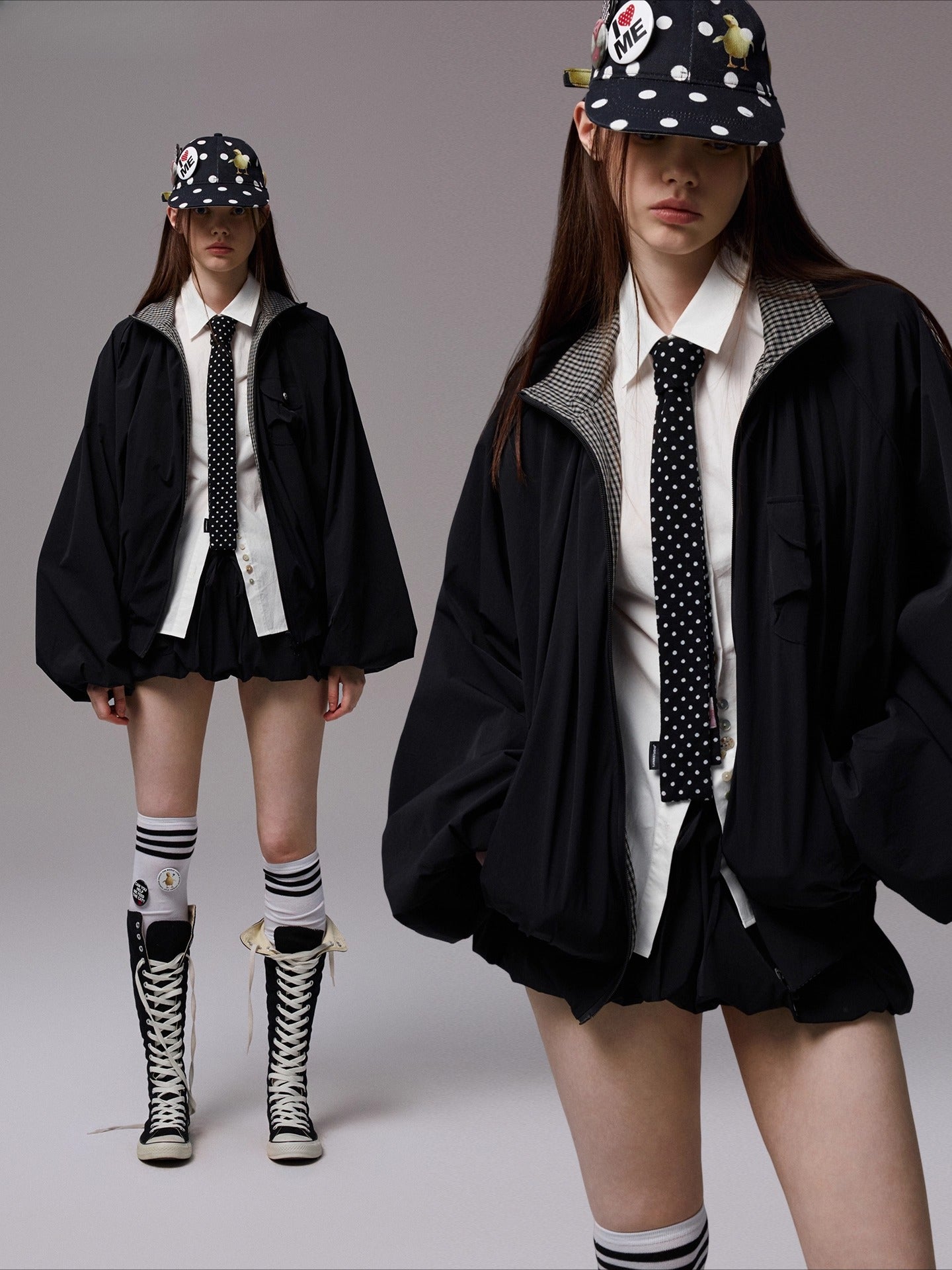 Check Panel Windbreaker Jackets &amp; Skirt Set - CHINASQUAD