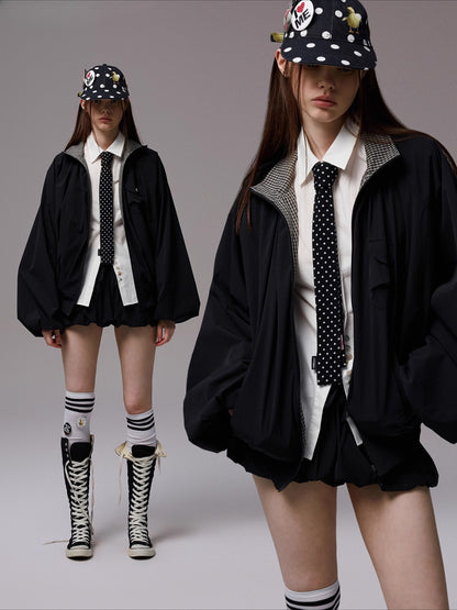 Check Panel Windbreaker Jackets &amp; Skirt Set - CHINASQUAD