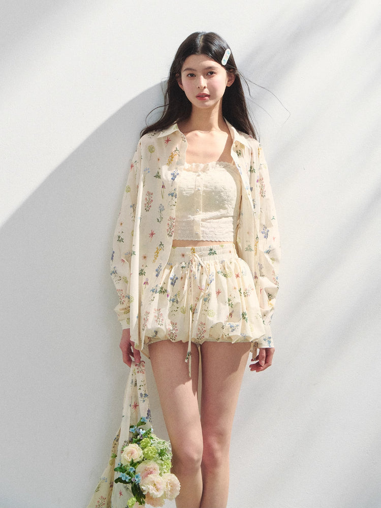 Floral Print Vacation Vibe Shirt &amp; Skirt Set