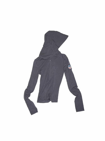 Hooded Zip-up Long-sleeve T-shirt