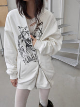 Vintage Cat & Dog Print Distressed Long-Sleeve Tee - CHINASQUAD