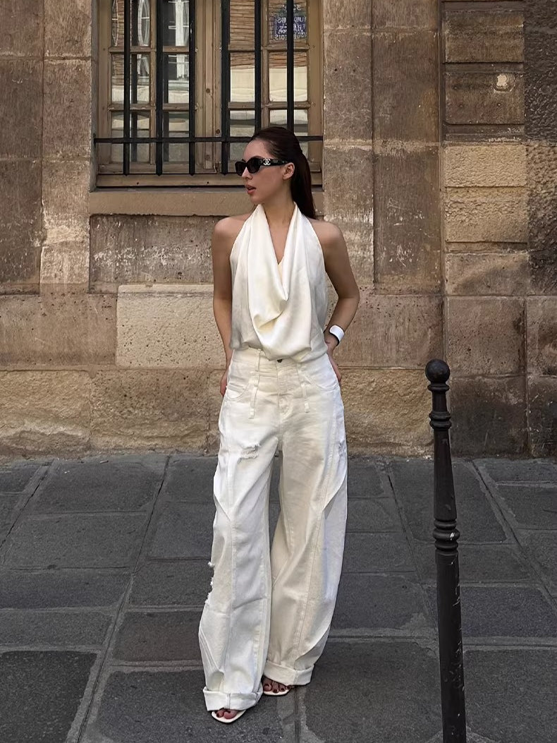 Washed Ripped Balloon-Fit Denim Jeans