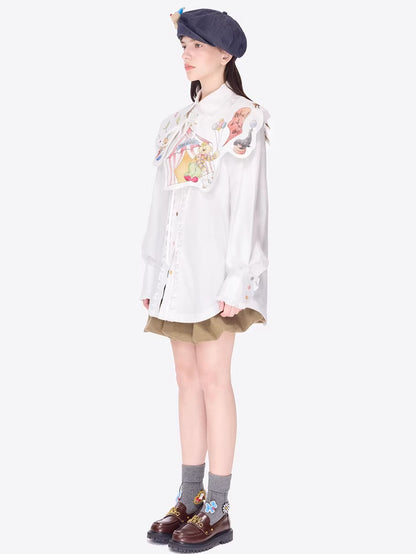 Detachable Cape Shirt Mid-Length Jacket