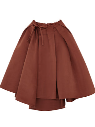 Chestnut Brown &amp; Black Pleated Midi Skirt