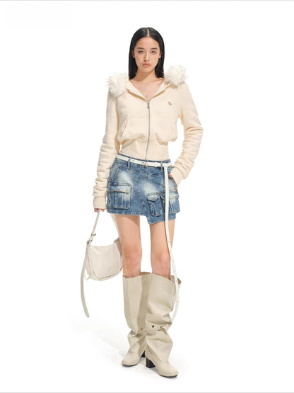 Ranch-Style Layered Denim Mini Skirt