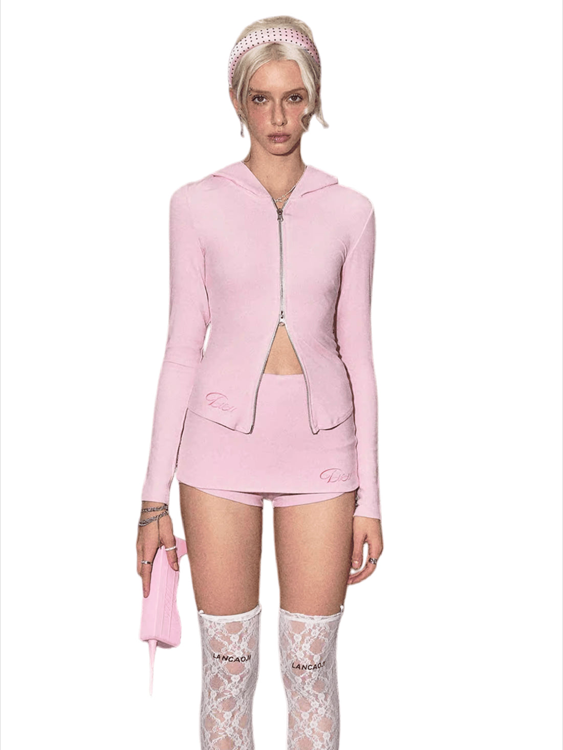 Knit Hoodie Jacket &amp; Skirt-Shorts Set