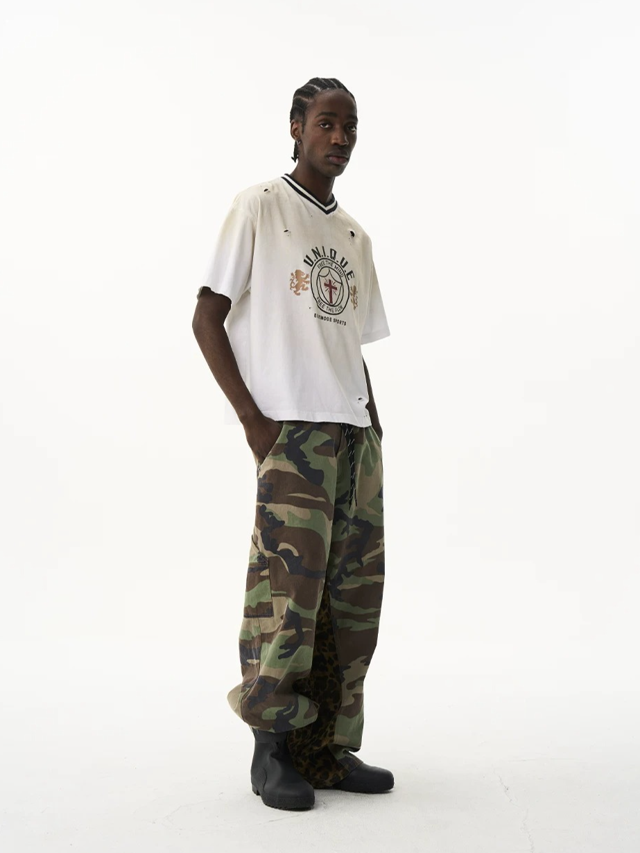 Washed Two-Tone Sport V-Neck Tee