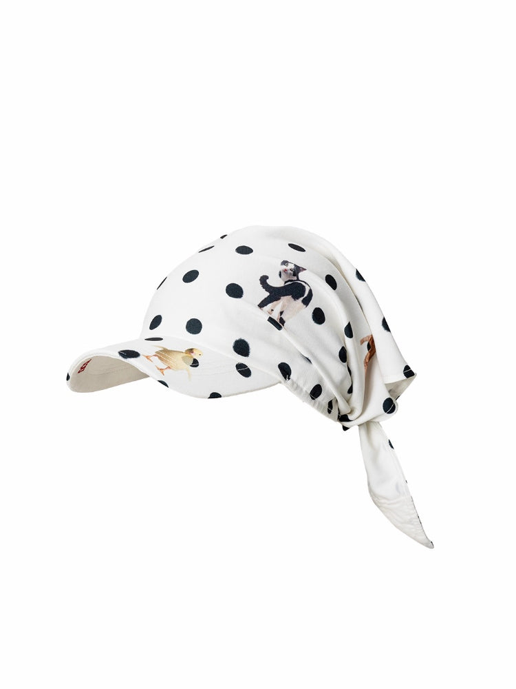 Polka Dot Pet Print Headscarf Baseball Cap