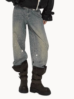 Washed Cotton Straight-Leg Jeans