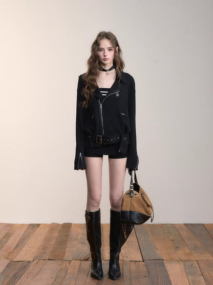Heavy-Duty Metal Zipper Knit Jacket