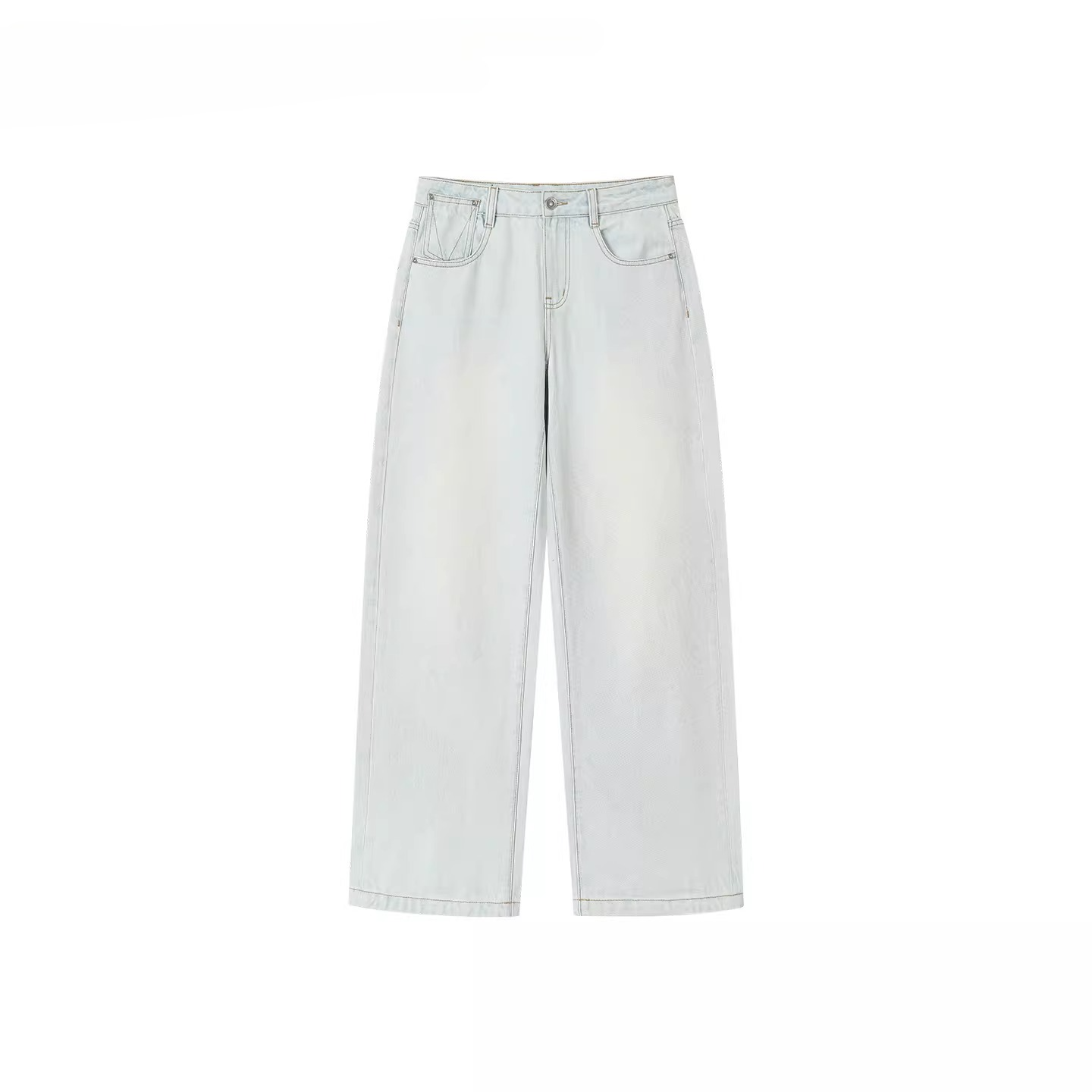 Vintage Washed Straight-Leg Denim Jeans