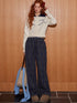 ASGONY Plaid Patchwork Double-Waist Relaxed Straight Pants – view 3