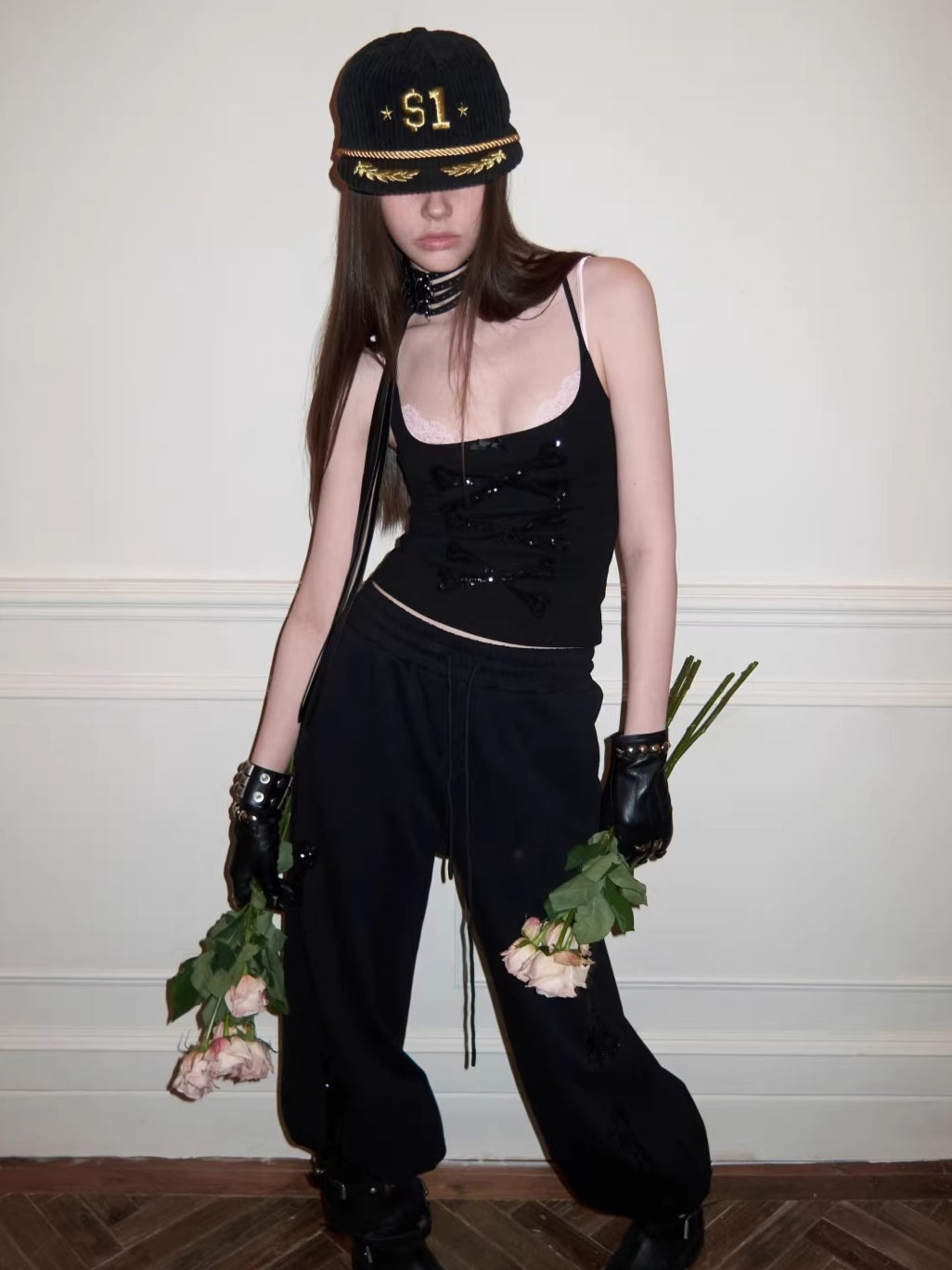 Crystal Bone U-Neck Cropped Camisole