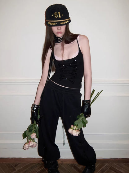 Crystal Bone U-Neck Cropped Camisole