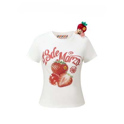Fruit Illustration Fitted Cropped T-shirt