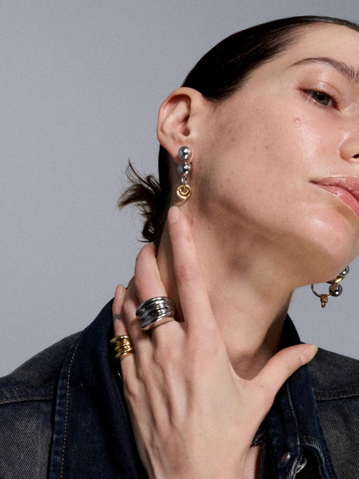 Reconstructed Dual-Tone Metallic Sphere Earrings