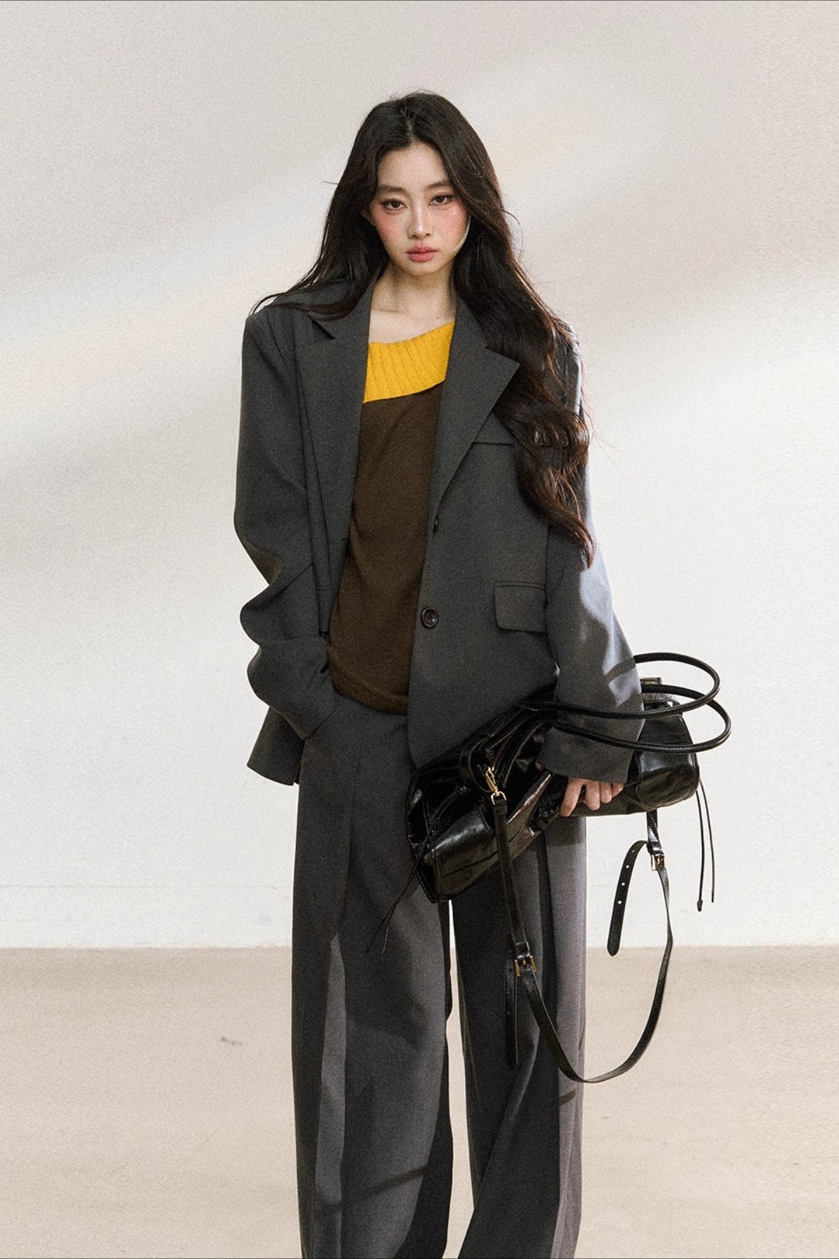 Charcoal Tailored Oversized Blazer