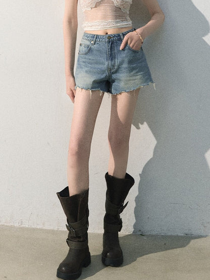 Faded Trace Vintage Distressed Denim Shorts