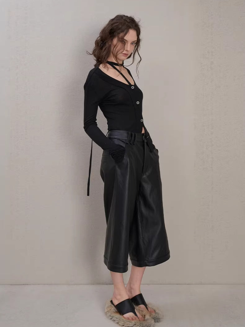 Wool Neck-Wrap Base Layer Cardigan