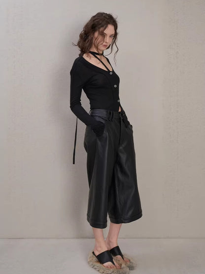 Wool Neck-Wrap Base Layer Cardigan