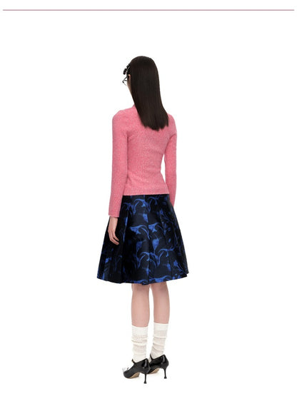Collared Wool-Blend Fitted Knit Cardigan