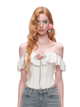 Off-Shoulder Ruffle Corset Rose Top 1Jinn Studio