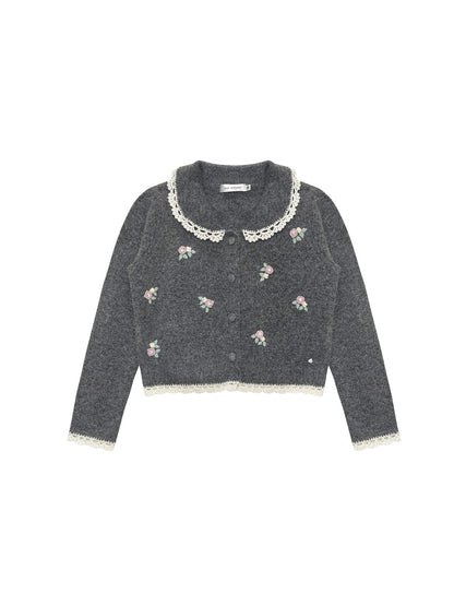 Lace Doll Collar Knit Cardigan