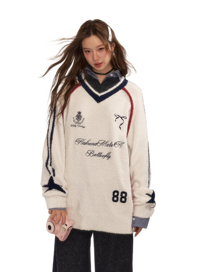 American Sports Bow Embroidered Sweater