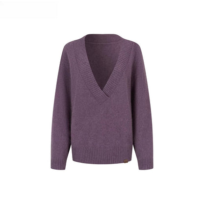 Wool Deep V-Neck Oversized Sweater