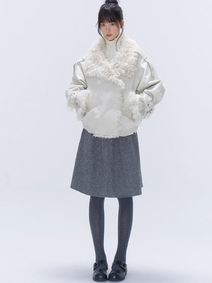 Faux Fur Leopard-Panel Parka Jacket