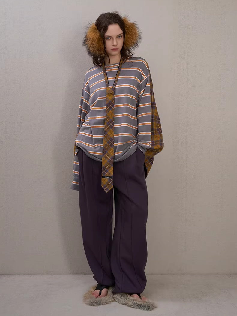 Adjustable Two-Way Contrast Plaid Tie