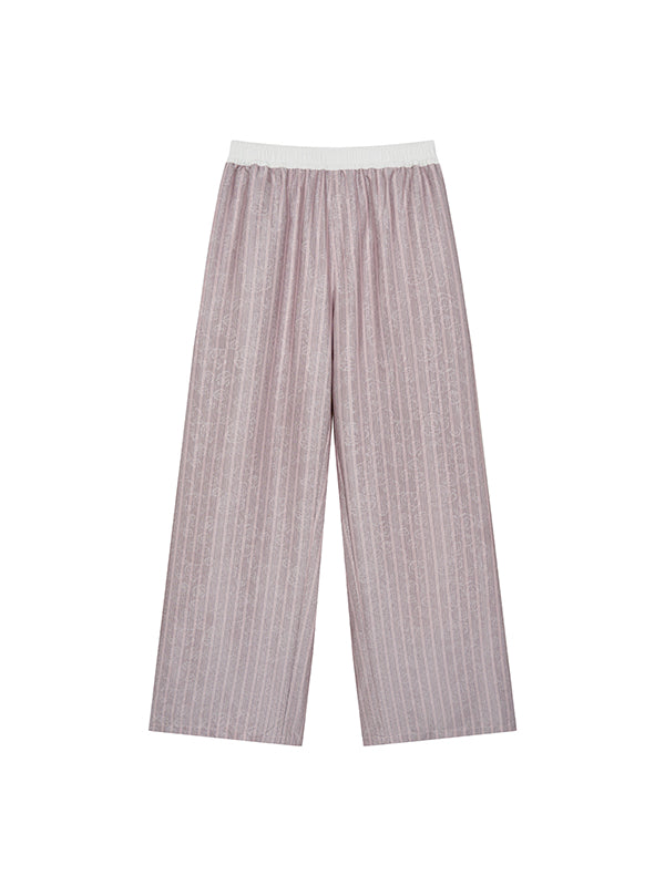 Pink Striped Wide-Leg Pants