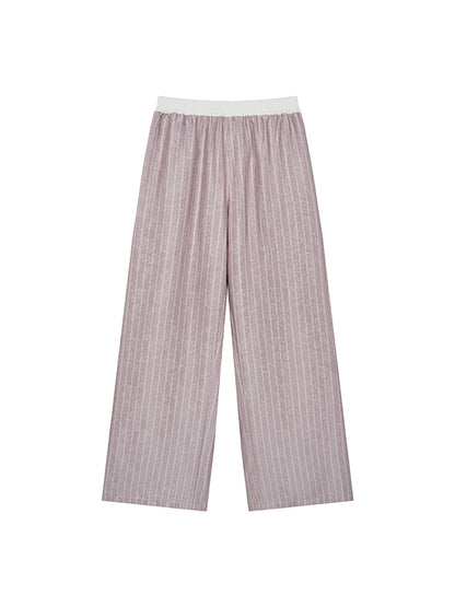 Pink Striped Wide-Leg Pants