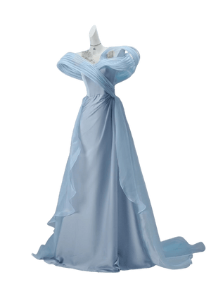 Luye Whisper Draped Off-Shoulder Silk Chiffon Couture Gown