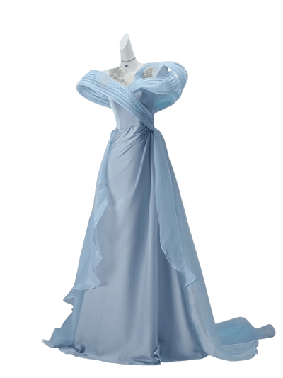 Luye Whisper Draped Off-Shoulder Silk Chiffon Couture Gown