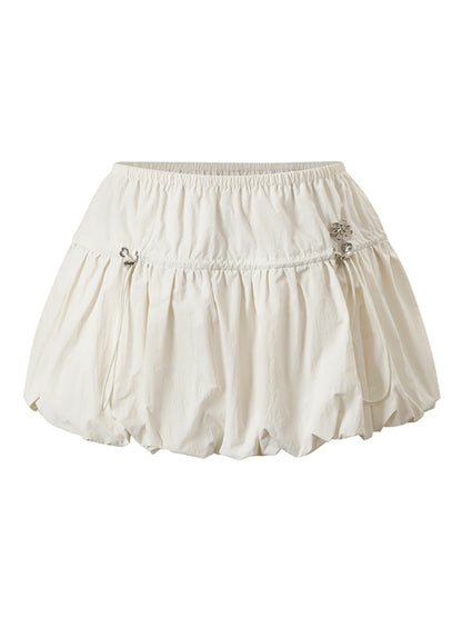 Drawstring Elastic Waist Puff Skirt