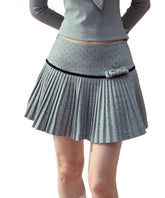 Polka Dot Bow Pleated Skirt - CHINASQUAD