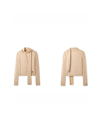 &quot;Rose Series&quot; Alpaca Wool &amp; Scarf Collar Knit Cardigan