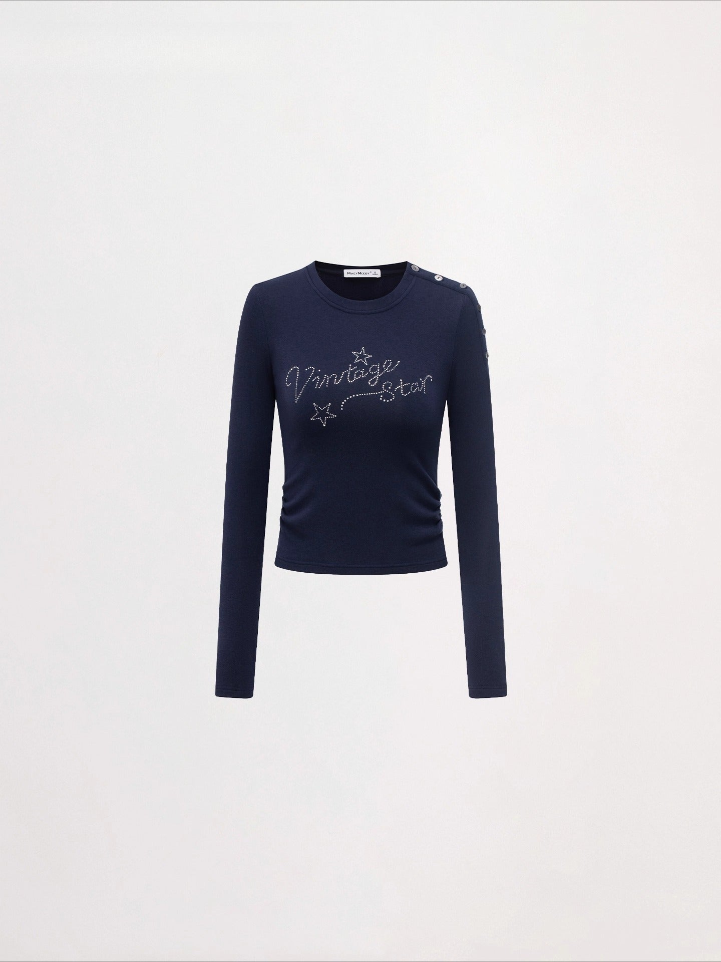 Rhinestone Star Fitted Long Sleeve T-Shirt