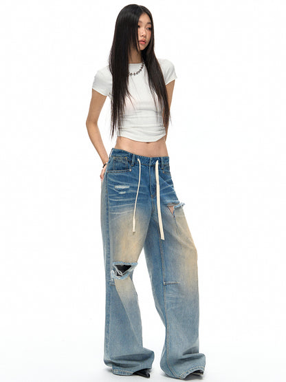 3D Whisker Ripped Jeans