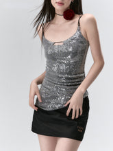 Sequin Sparkly Spaghetti Strap Tank Top - CHINASQUAD